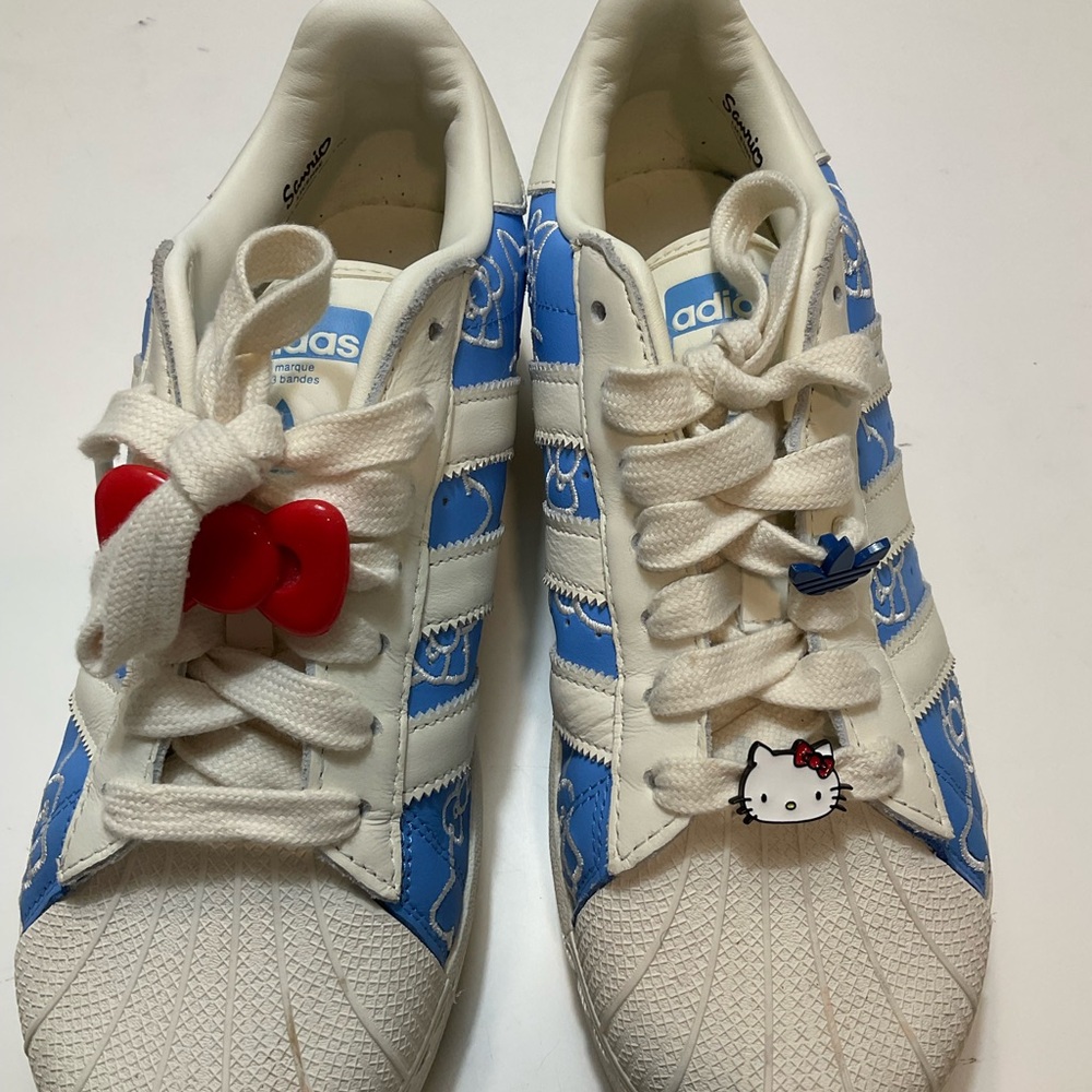 Adidas Kids Sneakers with Blue and White Hello Kitty Design